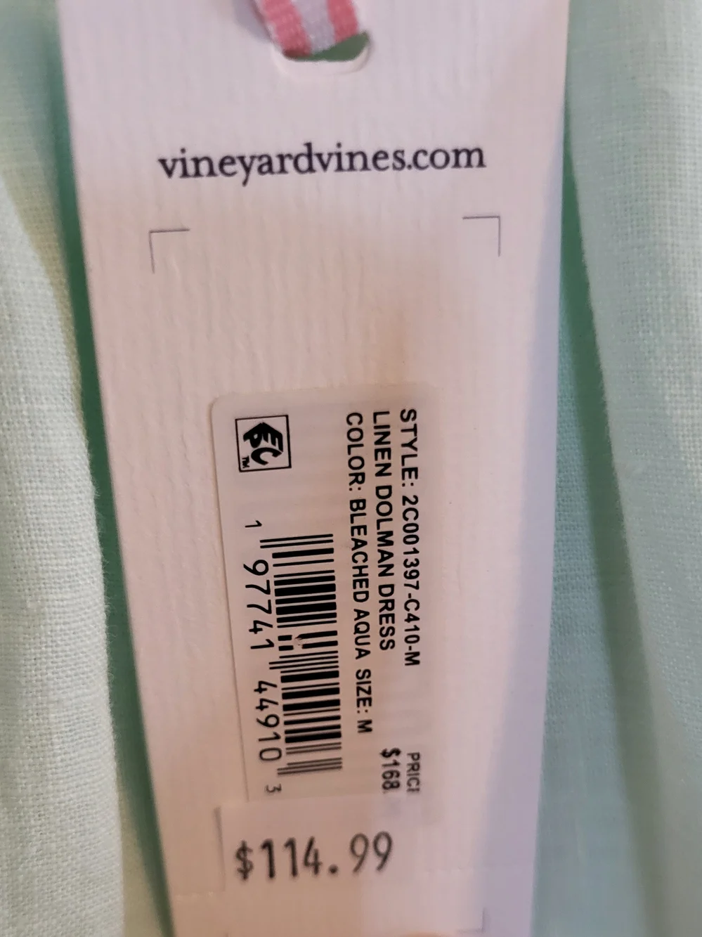 Vineyard Vines Linen Dolman Shift Dress Tie Waist Sleeves Coastal Medium NWT